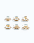 TAMRAH SET OF 6 TURKISH COFFEE CUPS & SAUCERS